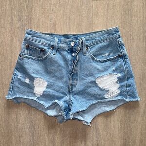 Levi’s distressed 501 denim shorts